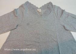 D*g*y　コットン天竺衿レース　AラインTシャツ:GRY