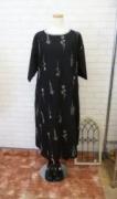 【蚤の市SALE】blue　willow　コットンリネン袖口配色刺繍ワンピース:BK￥13750→