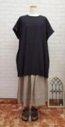 【蚤の市SALE】blue　willow　コットンリネンスカラ刺繍チュニック:BK　￥9,900→