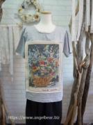 【26周年お祝いSALE】Veerle　フラワーバスケットプリント　半袖PO:GY*60%OFF