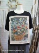 【26周年お祝いSALE】Veerle　フラワーバスケットプリント　七分袖PO:BK*60%OFF