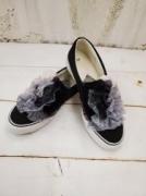 【タイムセール】Veerle　pearl&button pastei lace frill mix dorothy shoes(26cm):BK　*60%OFF
