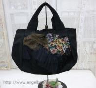 【26周年お祝いSALE】Veerle  カボチャトートBag　ゴブランファーMIX:BK*50%OFF