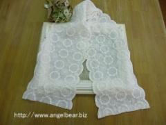 【クリアランスSALE】アンティーク　お花モチーフ刺繍パーツ:ホワイト 17x100cm*80%OFF