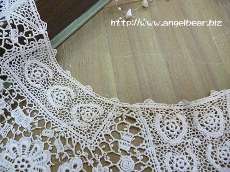 【クリアランスSALE】アンティーク　刺繍レース 付け襟 11,5x75cm*70%OFF