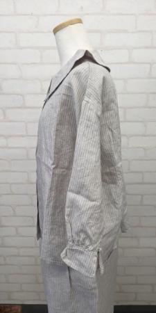 blue　willow　リネン平織りフラットカラーブラウス:ST