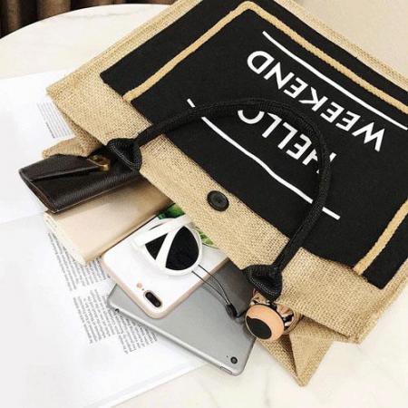 【クリアランスSALE】ロゴポケット付き雑材トートバッグ(BK)*90%OFF