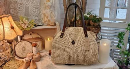  【クリアランスSALE】クレドラン　SEMICIRCLE BASKET M:NATURAL*50%OFF