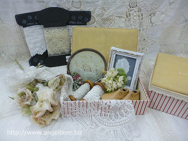 【クリアランスSALE】アンティーク　カルトナージュBOX:Mサイズ*60%OFF