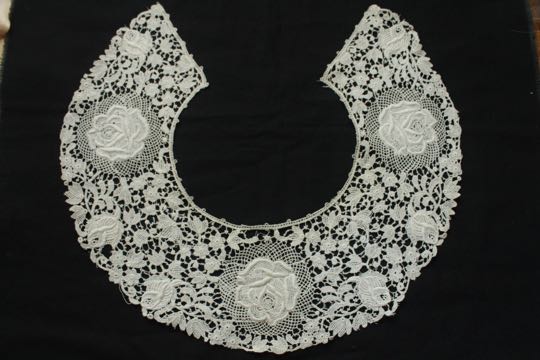 【クリアランスSALE】アンティーク　刺繍レース 付け襟 10x40cm　ホワイト*70%OFF