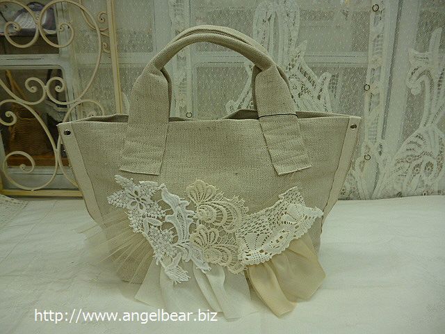 Veerle　キャンバス　レースMIXトートBag　小:BE