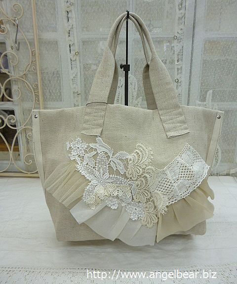 Veerle　キャンバス　レースMIXトートBag　大:BE