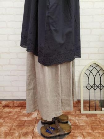 【蚤の市SALE】blue　willow　コットンリネンスカラ刺繍チュニック:BK　￥9,900→