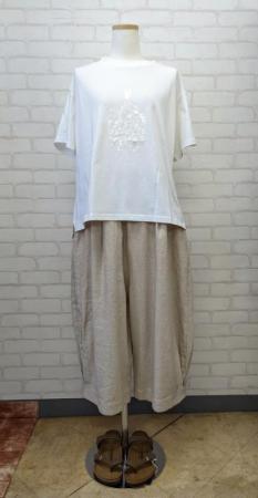 【蚤の市SALE】blue　willow　コットンリネン太番手ヘリンボンタックワイドパンツ:NA￥8,690→
