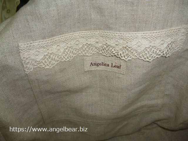 Angelica Leaf　ラウンドローズ刺繍ドイリーバッグ:BK