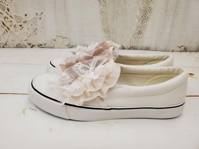 【タイムセール】Veerle　pearl&button pastei lace frill mix dorothy shoes(26cm):OW　*60%OFF