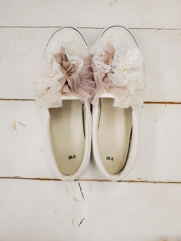 【タイムセール】Veerle　pearl&button pastei lace frill mix dorothy shoes(26cm):OW　*60%OFF