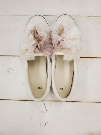 【タイムセール】Veerle　pearl&button pastei lace frill mix dorothy shoes(26cm):OW　*60%OFF