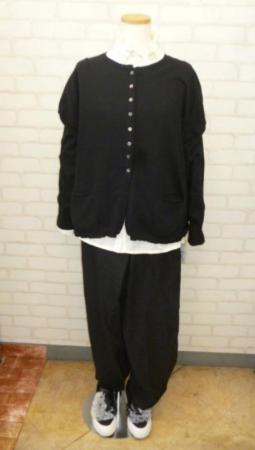 【蚤の市SALE】le　ciel　a　alouette　綿カシミヤカーディガン:BK￥8,690→