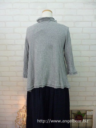 【蚤の市SALE】Veerle　リプロコットンハーフ　接結フレアー七分袖カーディガン:GRAY￥16,280→