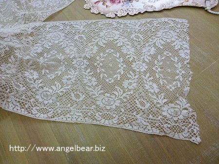 【クリアランスSALE】アンティーク　繊細で柔らかなエクリュレース 16.5x145cm*60%OFF
