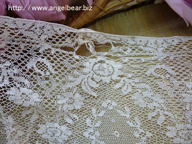 【クリアランスSALE】アンティーク　繊細で柔らかなエクリュレース 16.5x145cm*60%OFF
