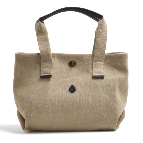 クレドラン　CINQ TOTE COTTON JUTE:(BLACK・DARK BEIGE)