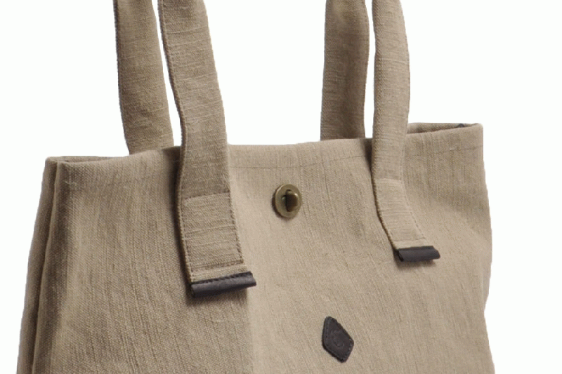 クレドラン　CINQ TOTE COTTON JUTE:(BLACK・DARK BEIGE)